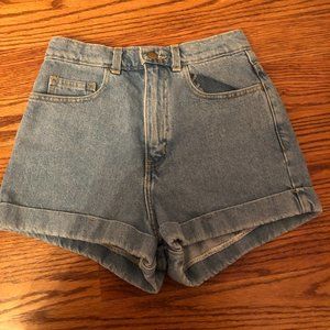 American Apparel High Waisted Light Denim Shorts